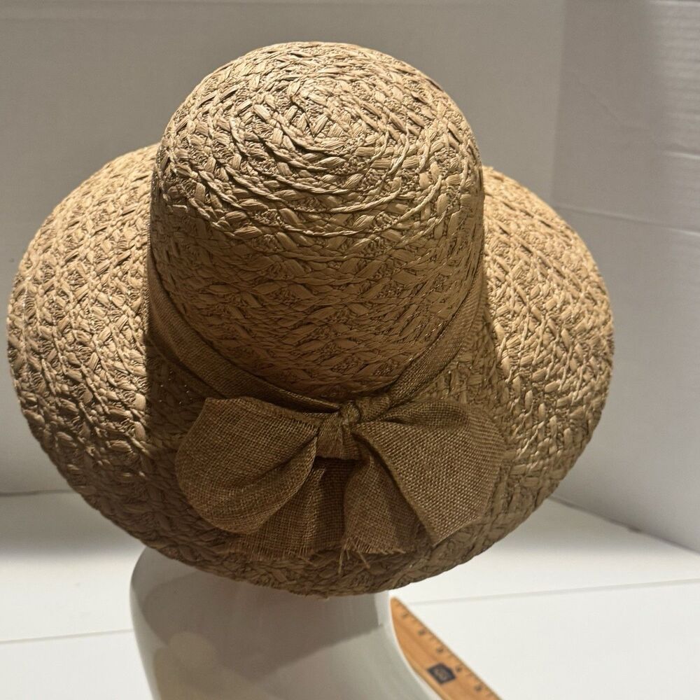 Wide Brim Straw Summer Hat With Bow One Size Women’s Cruise Beach Cottage Core